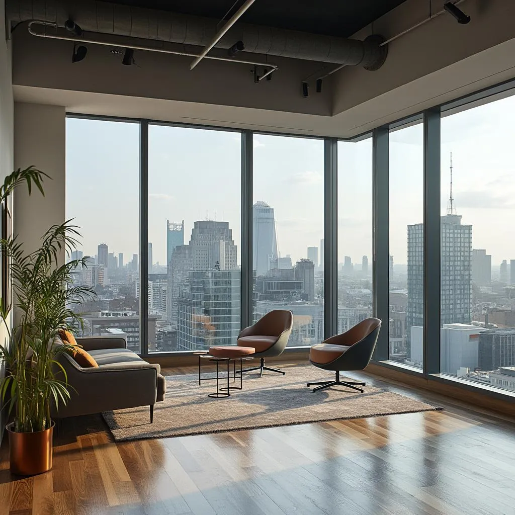 London coaching office with panoramic city view